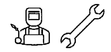 Symbolische Darstellung: Schweißer mit Schweißbrenner links und Schraubenschlüssel rechts